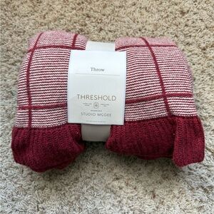 Windowpane Burgundy 59x60 Plaid Ruffle Blanket Threshold designed w Studio McGee